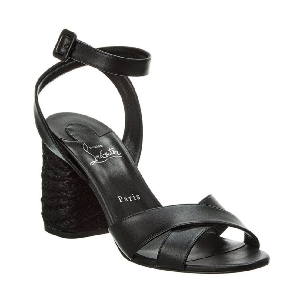 Christian Louboutin Mariza Black Leather Block Heeled Sandals